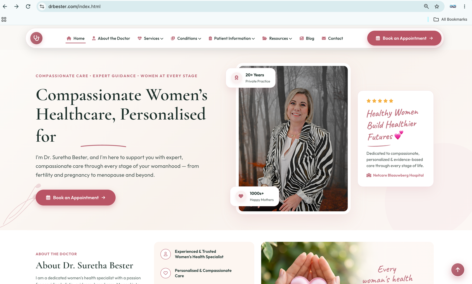 Dr. Suretha Bester | Healthcare Website Design & Development